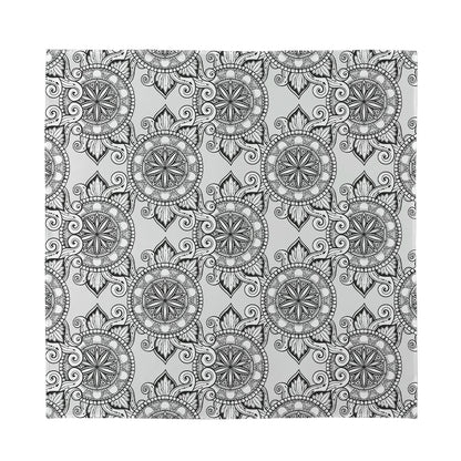Zentangle Floral Pattern Print Silk Bandana
