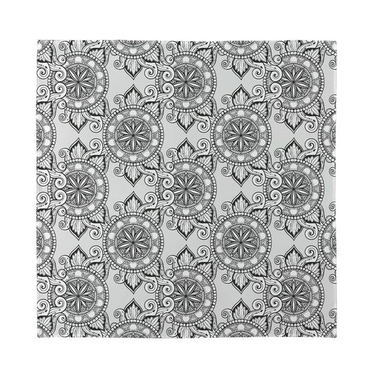 Zentangle Floral Pattern Print Silk Bandana