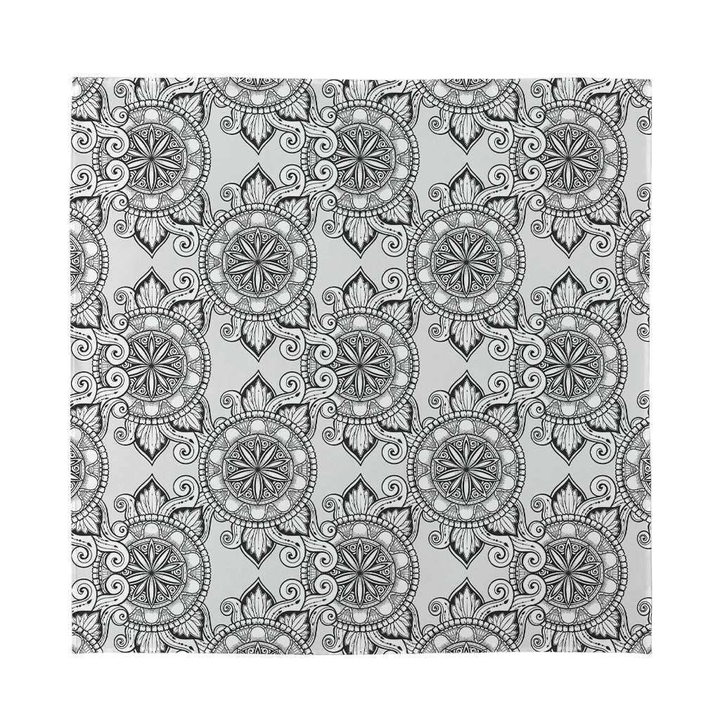 Zentangle Floral Pattern Print Silk Bandana