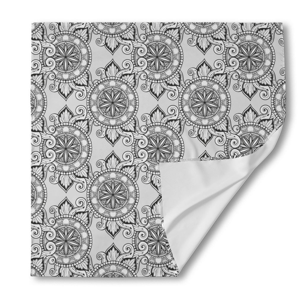 Zentangle Floral Pattern Print Silk Bandana
