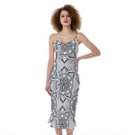 Zentangle Floral Pattern Print Slim Fit Midi Cami Dress