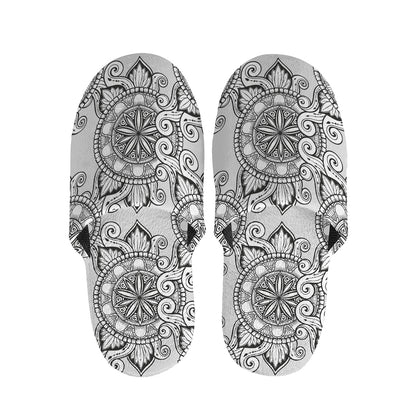 Zentangle Floral Pattern Print Slippers