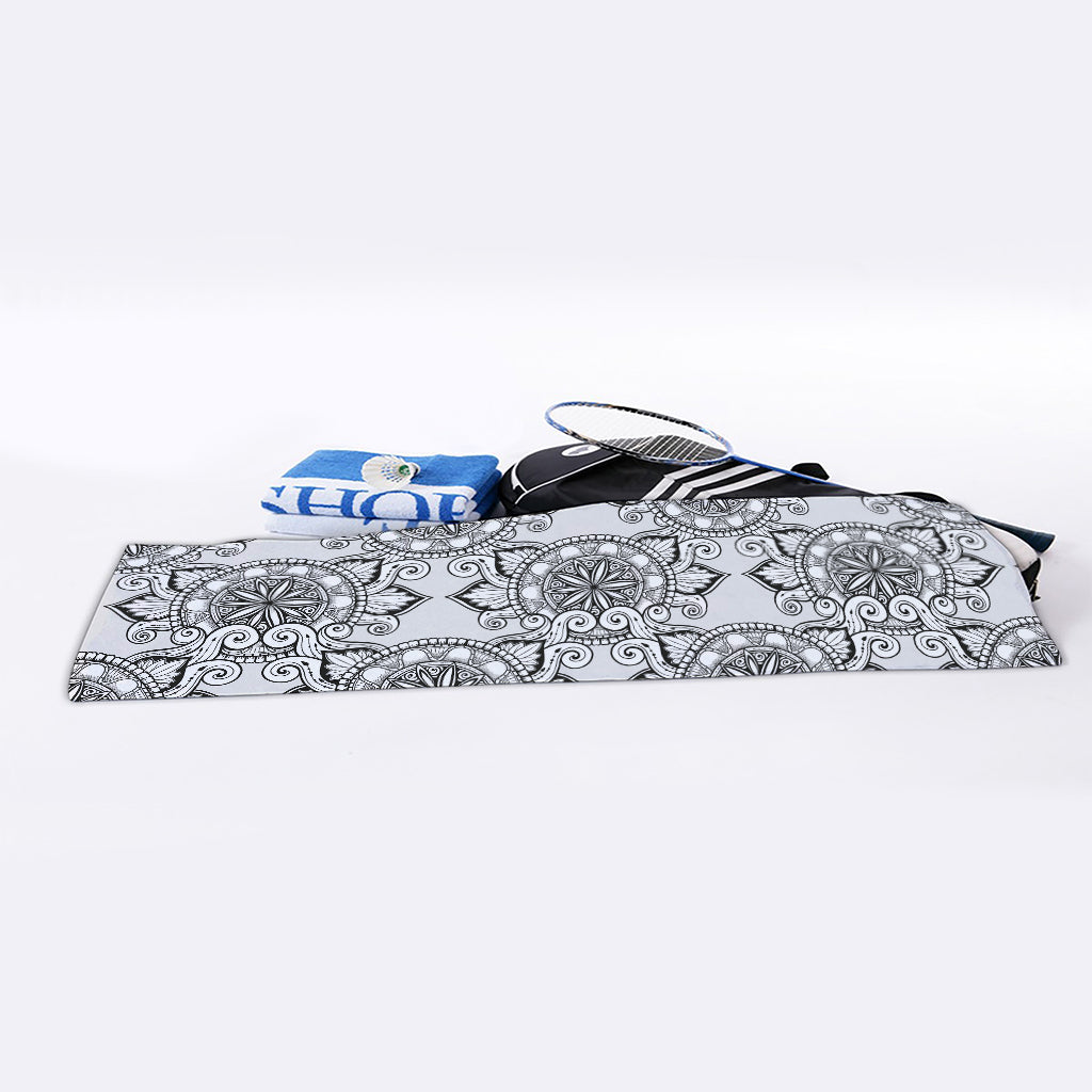 Zentangle Floral Pattern Print Sports Towel