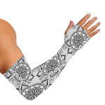 Zentangle Floral Pattern Print Sun Protection Arm Sleeves