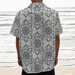 Zentangle Floral Pattern Print Textured Short Sleeve Shirt