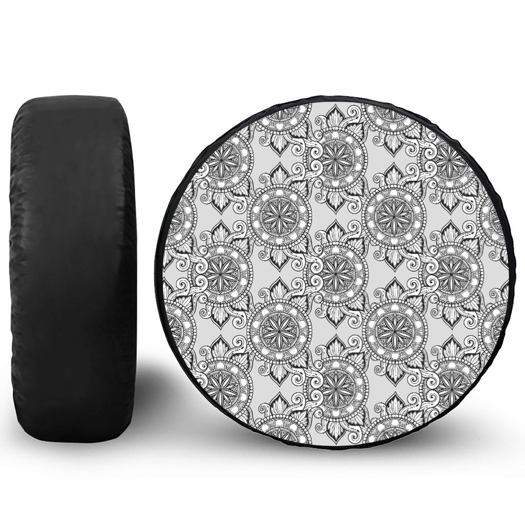 Zentangle Floral Pattern Print Tire Cover