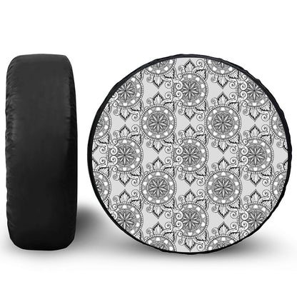 Zentangle Floral Pattern Print Tire Cover