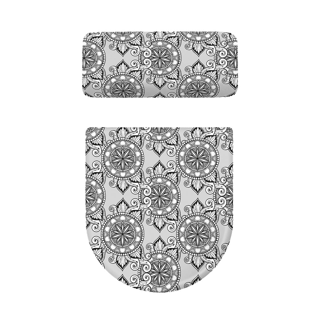 Zentangle Floral Pattern Print Toilet Lid And Tank Cover Set