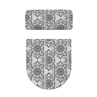 Zentangle Floral Pattern Print Toilet Lid And Tank Cover Set