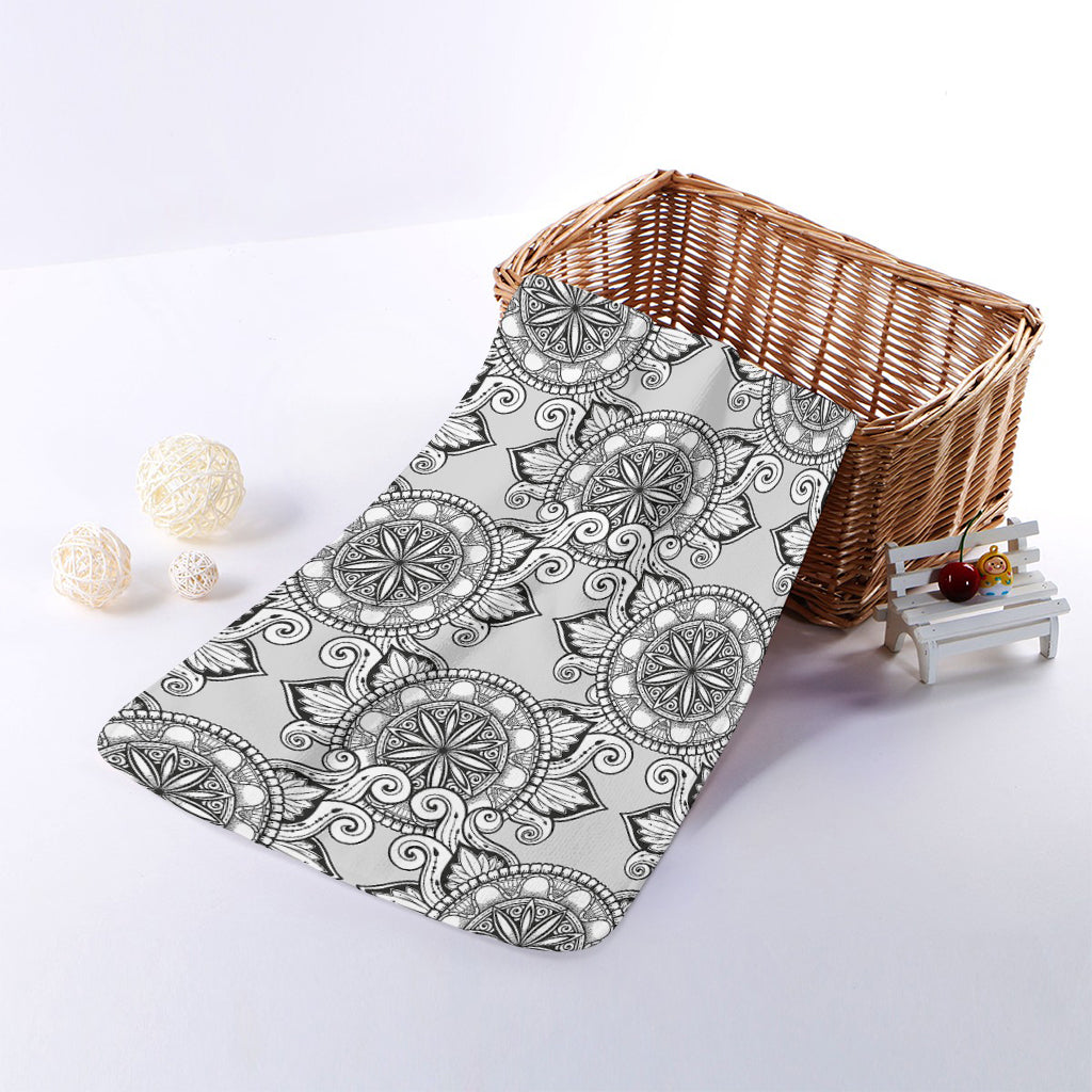 Zentangle Floral Pattern Print Towel