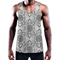Zentangle Floral Pattern Print Men's Workout Tank Top