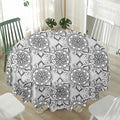 Zentangle Floral Pattern Print Waterproof Round Tablecloth