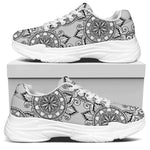 Zentangle Floral Pattern Print White Chunky Shoes