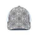 Zentangle Floral Pattern Print White Mesh Trucker Hat