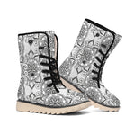 Zentangle Floral Pattern Print Winter Boots