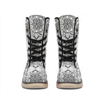 Zentangle Floral Pattern Print Winter Boots