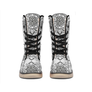 Zentangle Floral Pattern Print Winter Boots