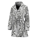 Zentangle Floral Pattern Print Women's Bathrobe