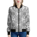 Zentangle Floral Pattern Print Women's Bomber Jacket