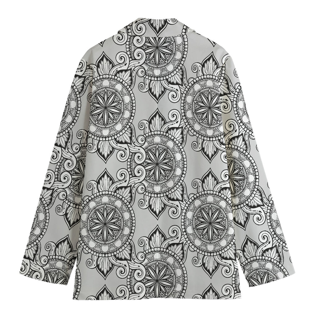 Zentangle Floral Pattern Print Women's Cotton Blazer