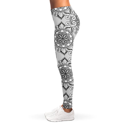 Zentangle Floral Pattern Print Women's Leggings