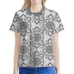 Zentangle Floral Pattern Print Women's Polo Shirt