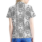 Zentangle Floral Pattern Print Women's Polo Shirt