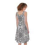 Zentangle Floral Pattern Print Women's Sleeveless Dress
