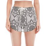 Zentangle Floral Pattern Print Women's Split Running Shorts