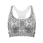 Zentangle Floral Pattern Print Women's Sports Bra