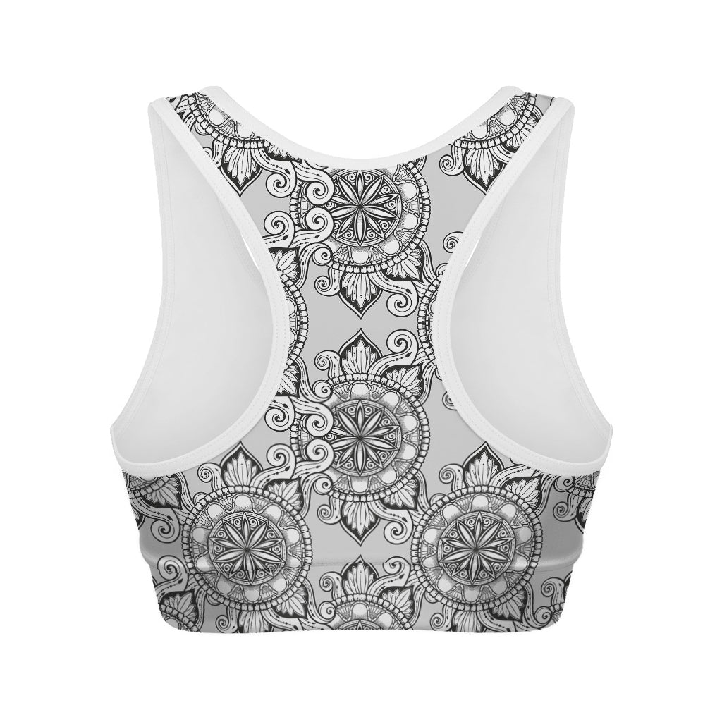 Zentangle Floral Pattern Print Women's Sports Bra