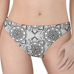 Zentangle Floral Pattern Print Women's Thong