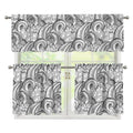 Zentangle Flower Pattern Print 3 Piece Kitchen Curtains