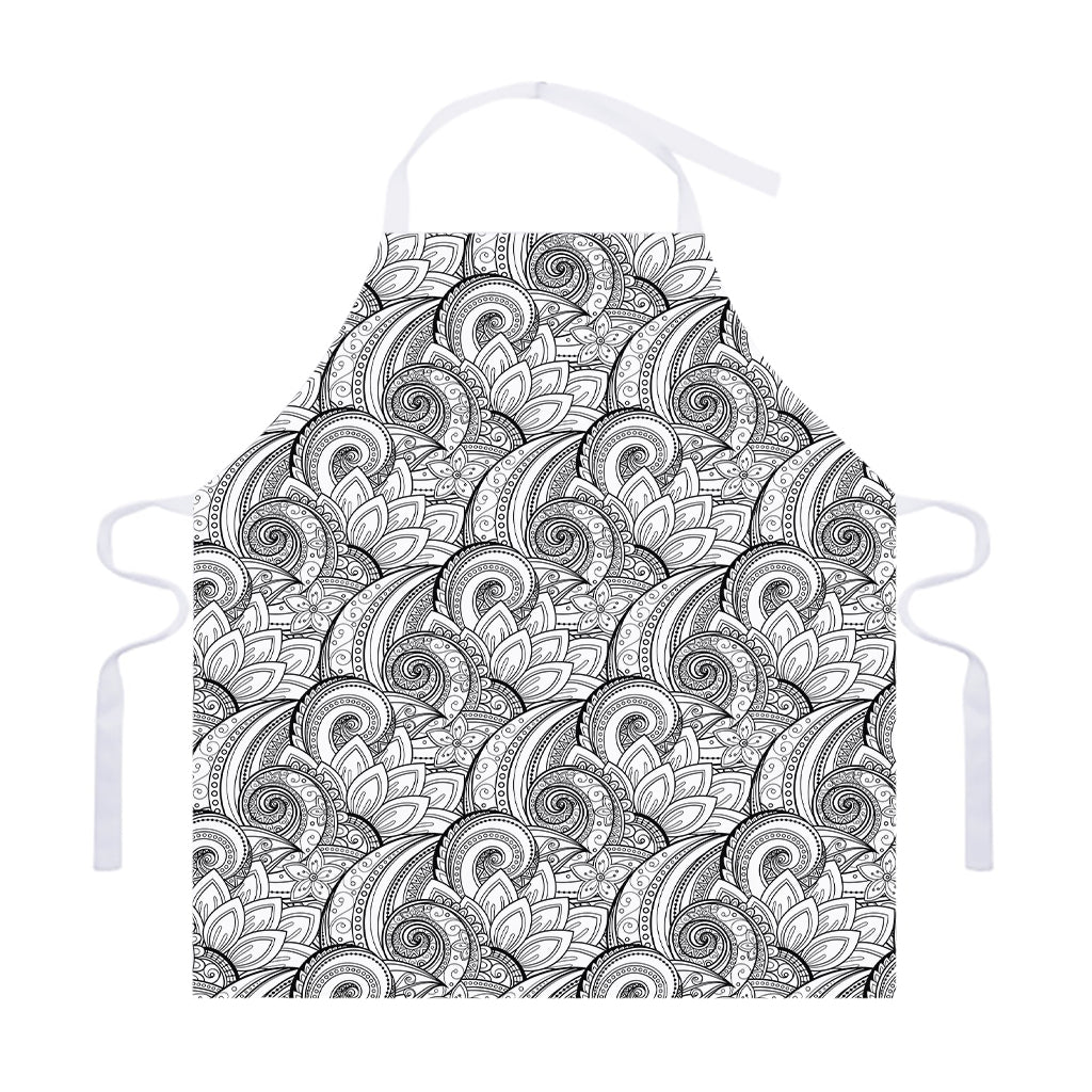 Zentangle Flower Pattern Print Adjustable Apron