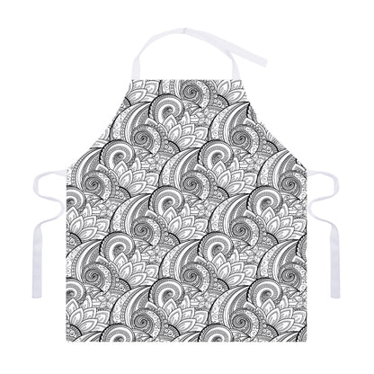 Zentangle Flower Pattern Print Adjustable Apron