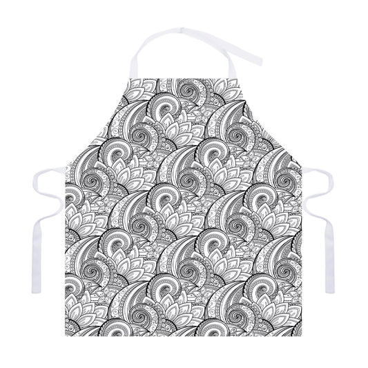 Zentangle Flower Pattern Print Adjustable Apron