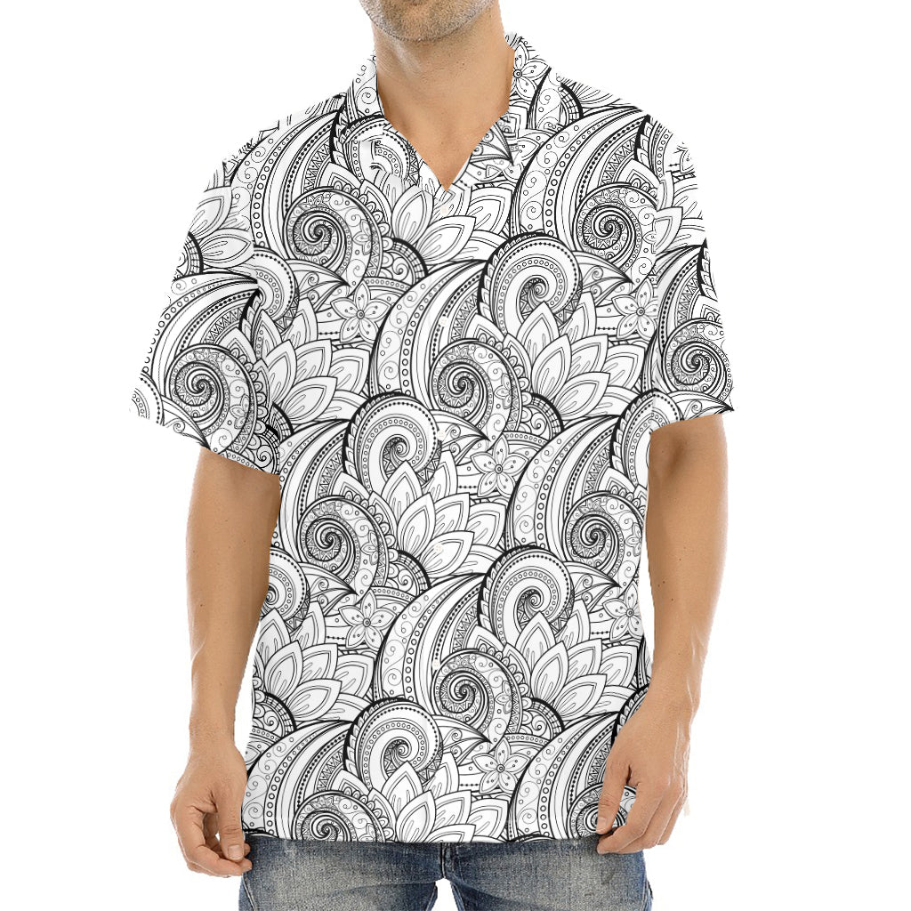 Zentangle Flower Pattern Print Aloha Shirt