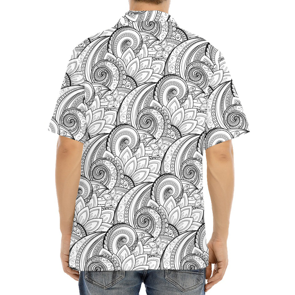Zentangle Flower Pattern Print Aloha Shirt