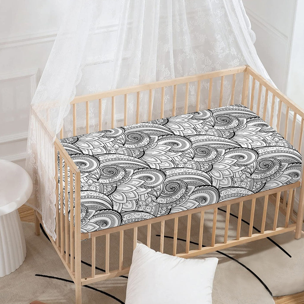 Zentangle Flower Pattern Print Baby Crib Sheet