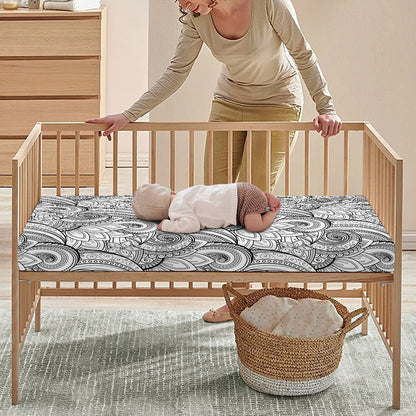 Zentangle Flower Pattern Print Baby Crib Sheet