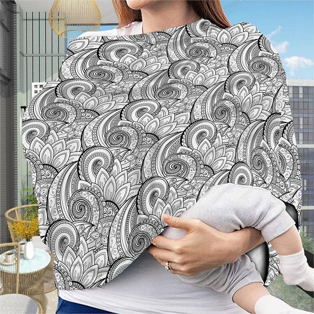 Zentangle Flower Pattern Print Baby Seat Cover