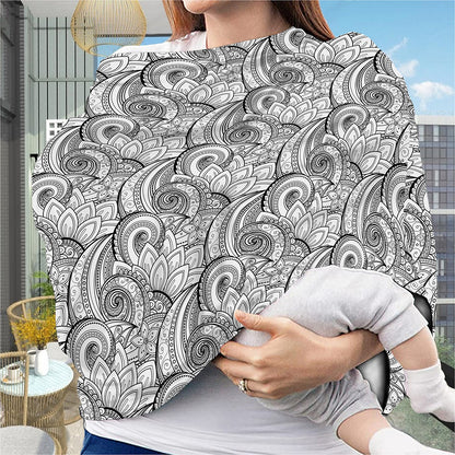 Zentangle Flower Pattern Print Baby Seat Cover