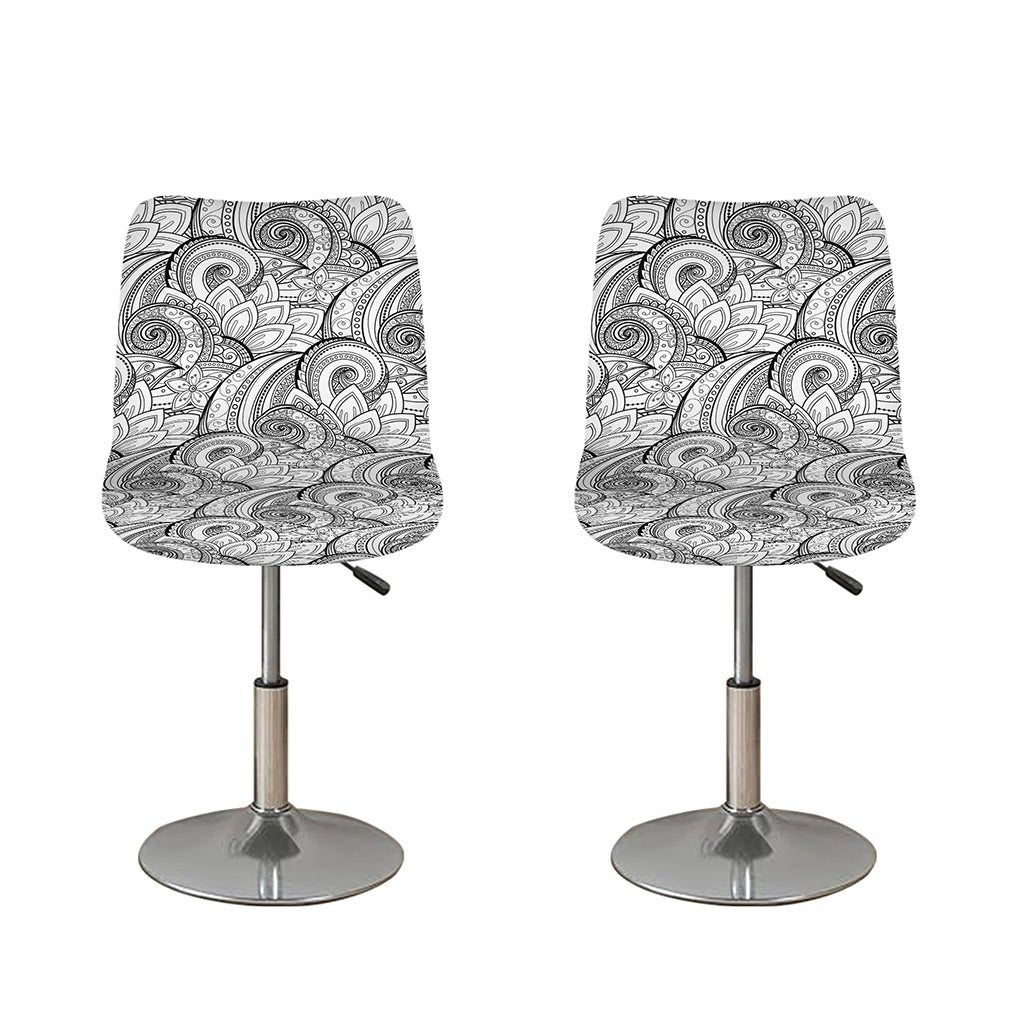 Zentangle Flower Pattern Print Bar Stool Covers