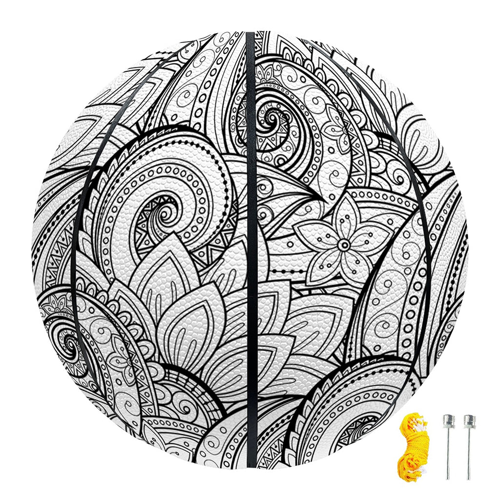 Zentangle Flower Pattern Print Basketball
