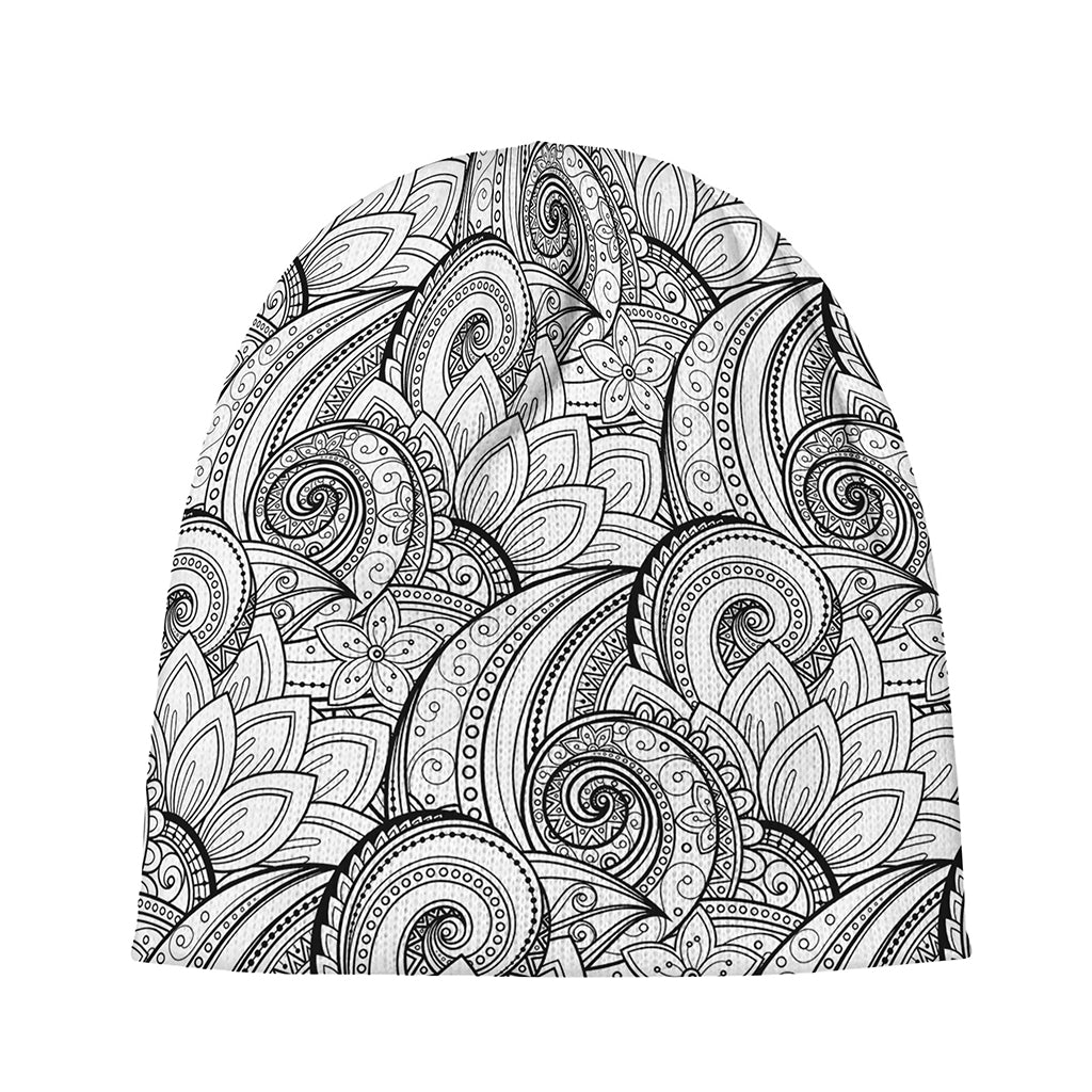 Zentangle Flower Pattern Print Beanie