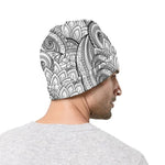 Zentangle Flower Pattern Print Beanie
