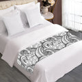 Zentangle Flower Pattern Print Bed Runner