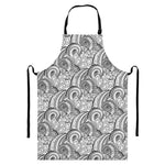 Zentangle Flower Pattern Print Bib Apron With Pocket