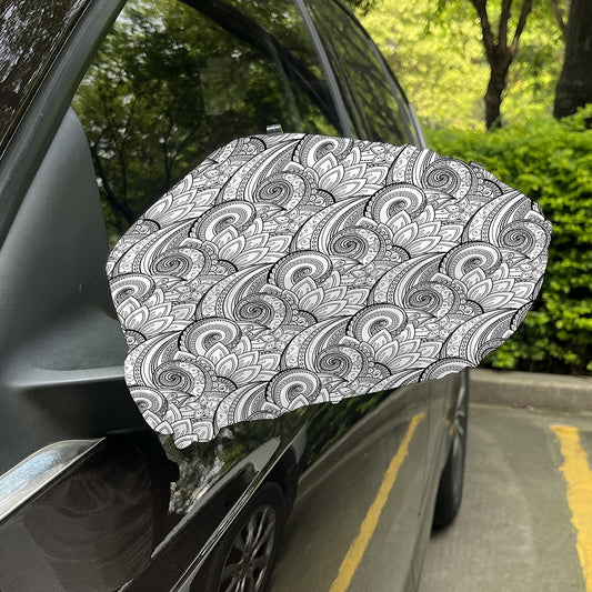 Zentangle Flower Pattern Print Car Side Mirror Covers