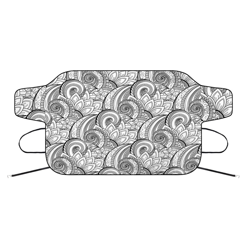 Zentangle Flower Pattern Print Car Windshield Snow Cover